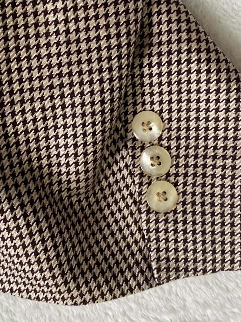 Vintage Harry Lebow Brown Silk Wool Houndstooth Blazer Jacket Sport Coat L 46 - Picture 7 of 10